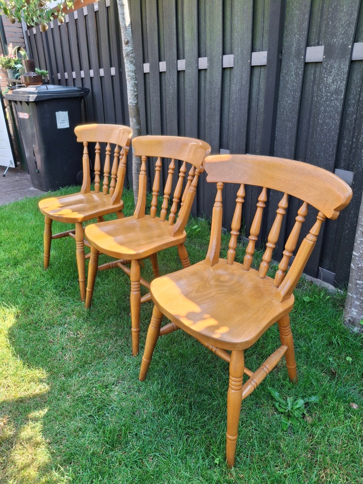 3 stoelen hout, landelijk/vintage, Ophalen, Gebruikt, Hout