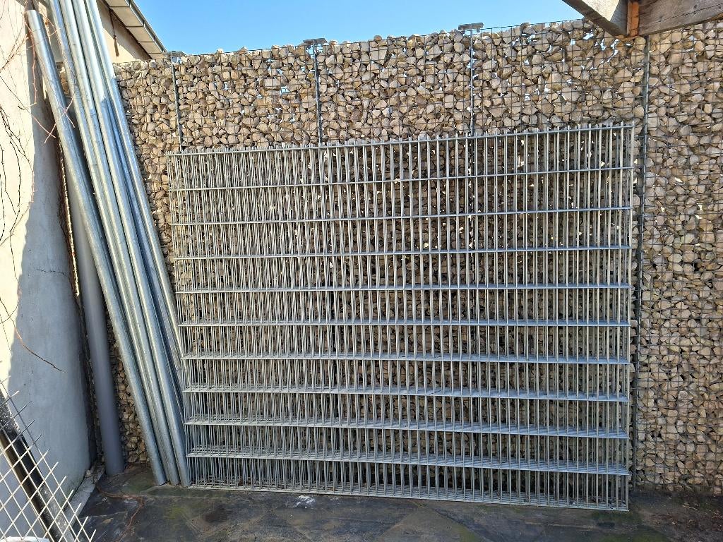 Hekwerk dubbelstaafmat 8-6-8 mm th verzinkt 200 cm hoog, Ophalen, Nieuw, IJzer, Dubbelstaafmat hekwerk