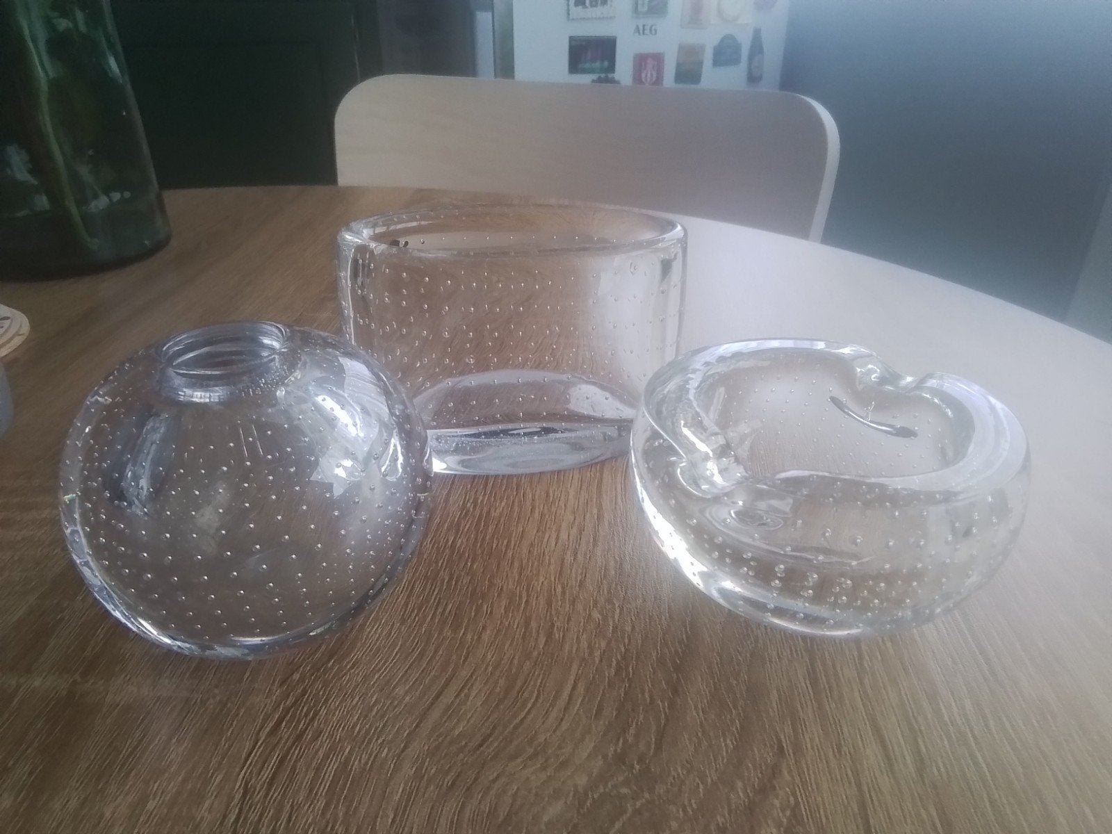 3 spijkerglas items, Ophalen of Verzenden, Gebruikt