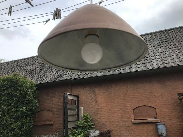 koperen lamp antiek plafond schotel plafondlamp, Ophalen of Verzenden