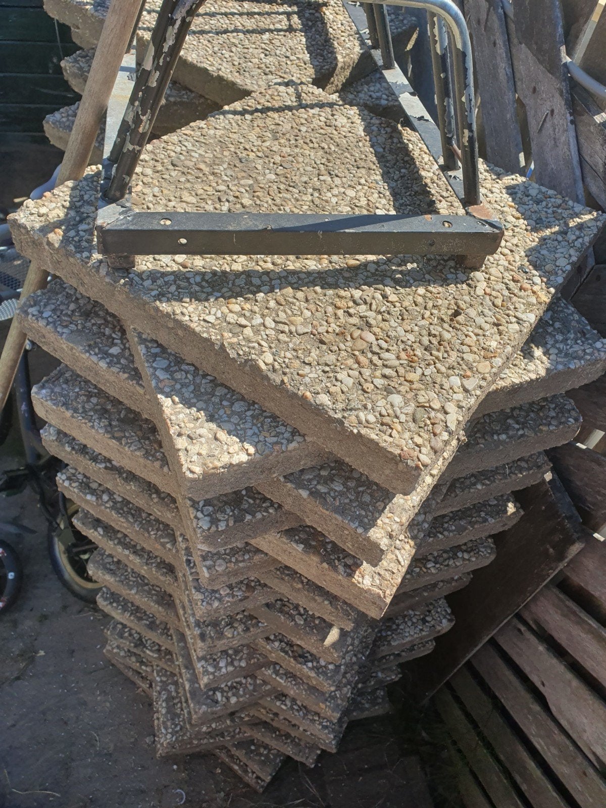 Grindtegels *GRATIS* 50x50, Tuin en Terras, Tegels en Klinkers, Ophalen, Gebruikt, 10 m² of meer, Beton