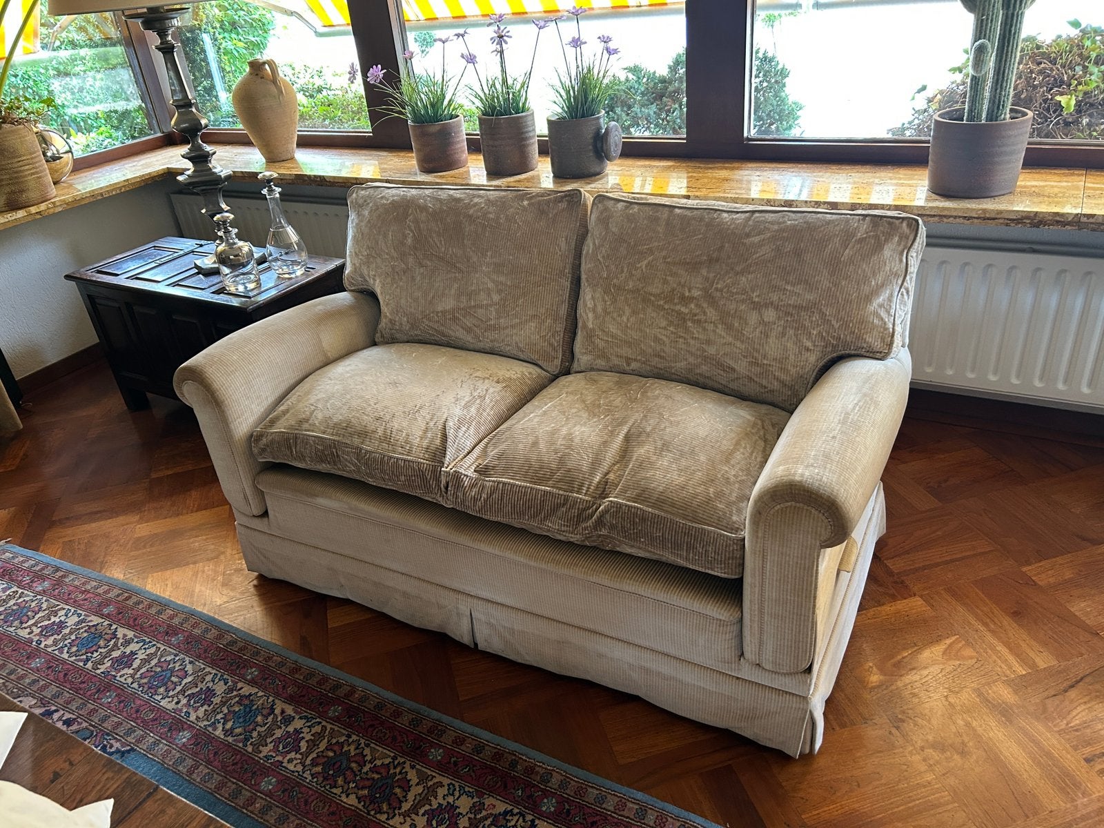 Fraaie antieke Banquette, Canapé 2 zits bank., Ophalen, Gebruikt