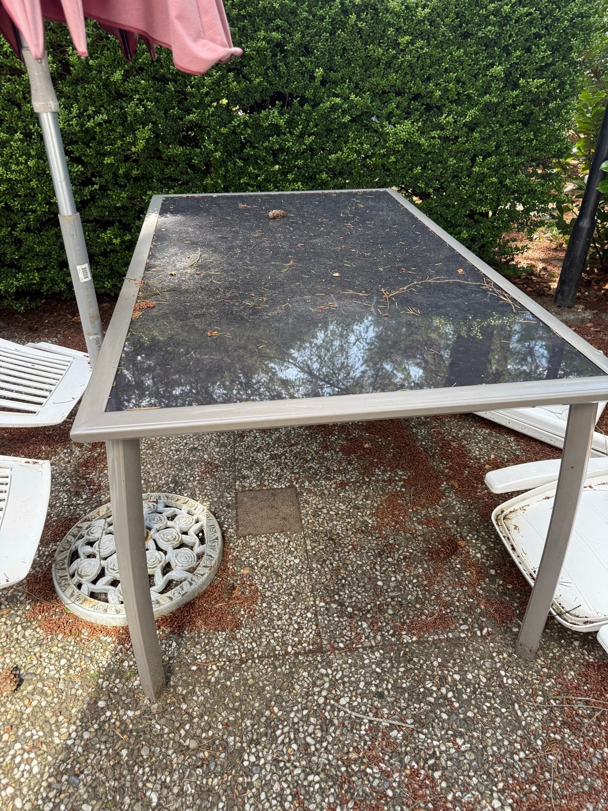 Glazen tuintafel 170x90x75 cm, Antiek en Kunst, Ophalen