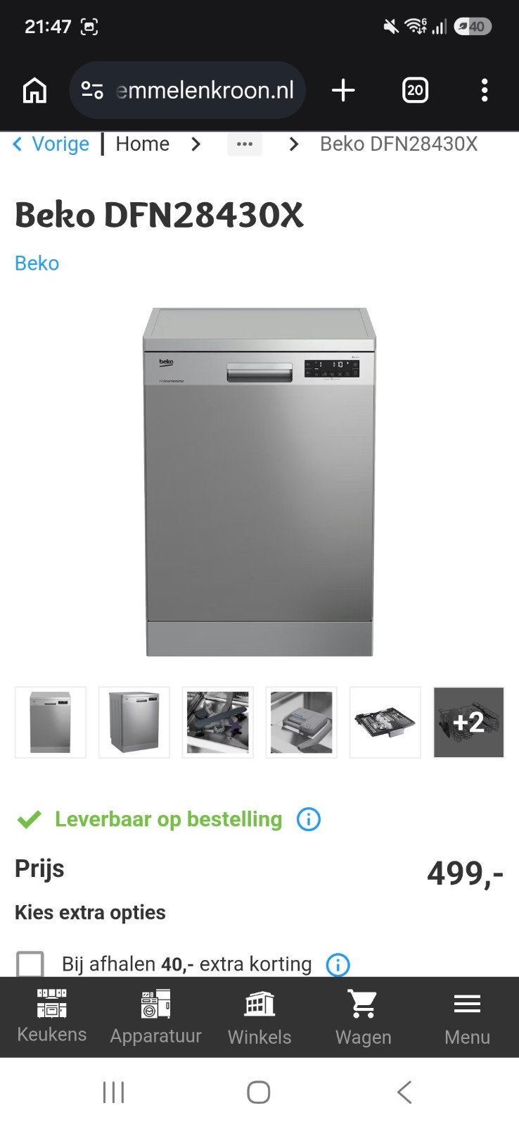 Beko DFN28430X Vrijstaande Vaatwasser - Zilver, Witgoed en Apparatuur, Ophalen, Minder dan 85 cm
