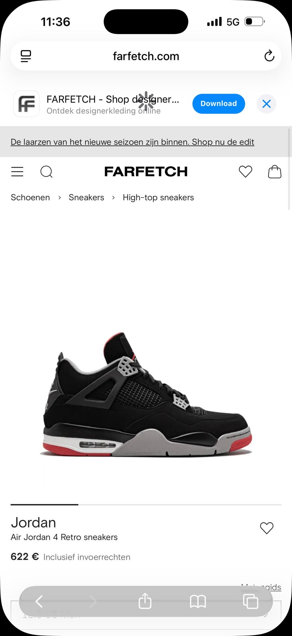 Air Jordan 4 Retro - Maat 36 - Nieuw, Ophalen of Verzenden, Nieuw, Sneakers of Gympen