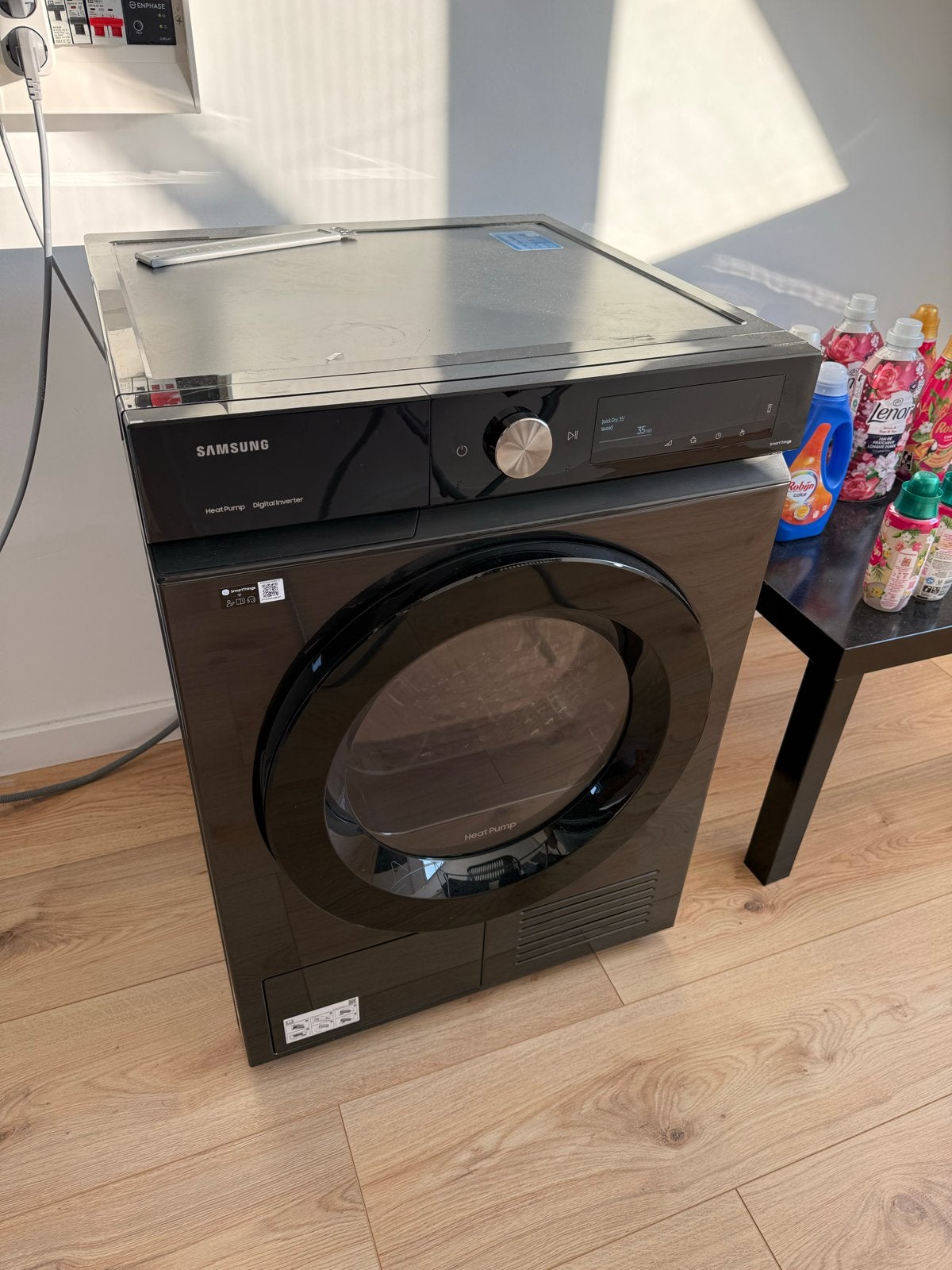 Samsung DV90BB5245AB Warmtepompdroger 9kg Zwart, Ophalen, 8 tot 10 kg, Zo goed als nieuw, Voorlader
