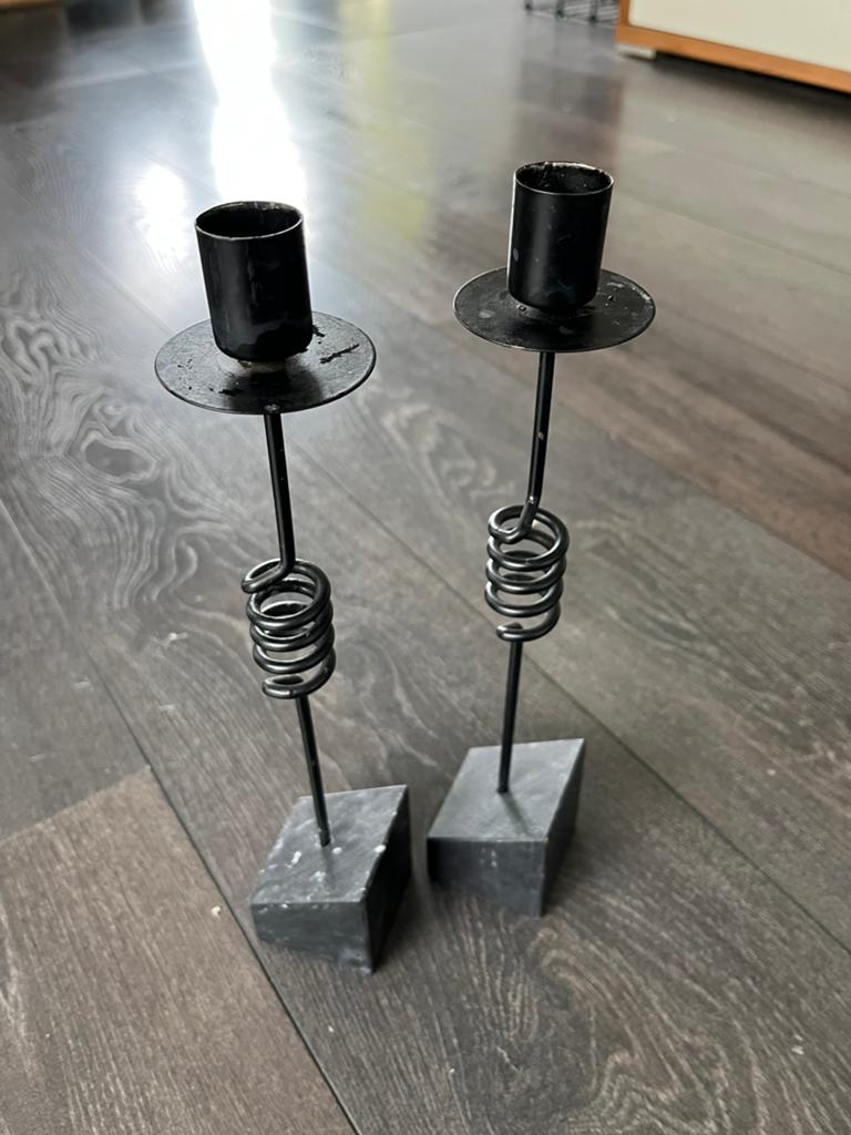 Postmoderne Kräsen designkandelaars 2x, Ophalen of Verzenden, Minder dan 25 cm