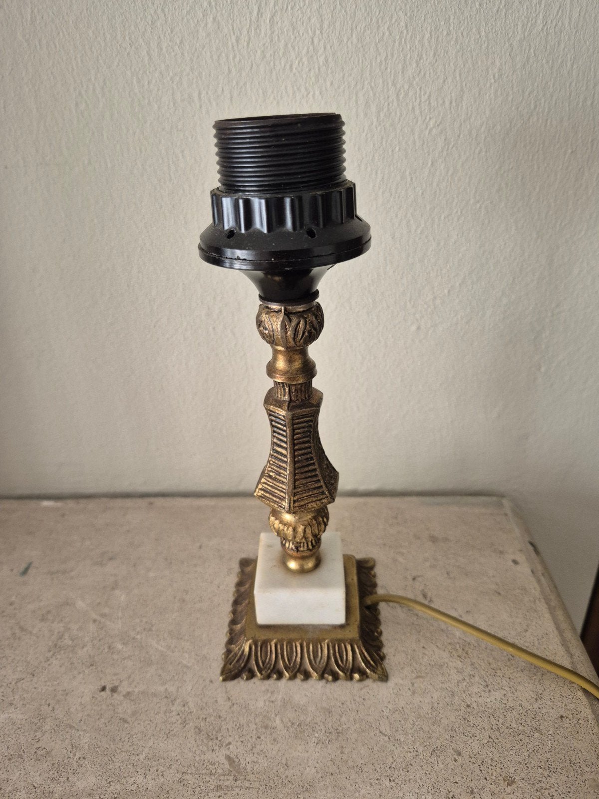 Vintage Tafellamp Voet - Messing en Marmer, Ophalen of Verzenden