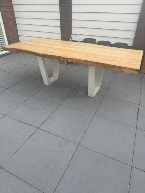 Boomstam eettafel, Huis en Inrichting, Tafels | Eettafels, Ophalen, Gebruikt, 100 tot 150 cm, 200 cm of meer