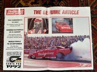 Poster Santa Pod Drag Race Series 1992, Ophalen of Verzenden, Zo goed als nieuw, Auto's
