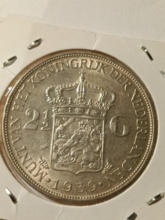 Rijksdaalder 1939 Wilhelmina, Ophalen of Verzenden, Koningin Wilhelmina, 2½ gulden