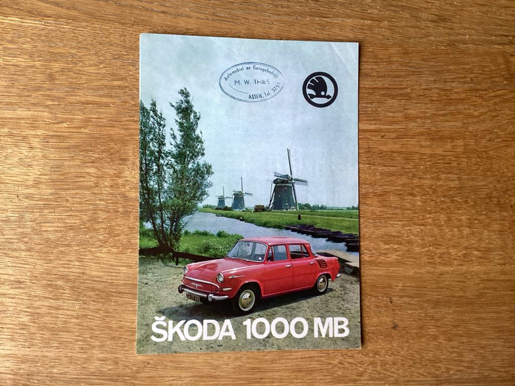 Skoda 1000 MB leaflet - Klassieke Auto Documentatie, Ophalen of Verzenden, Gelezen, Overige merken