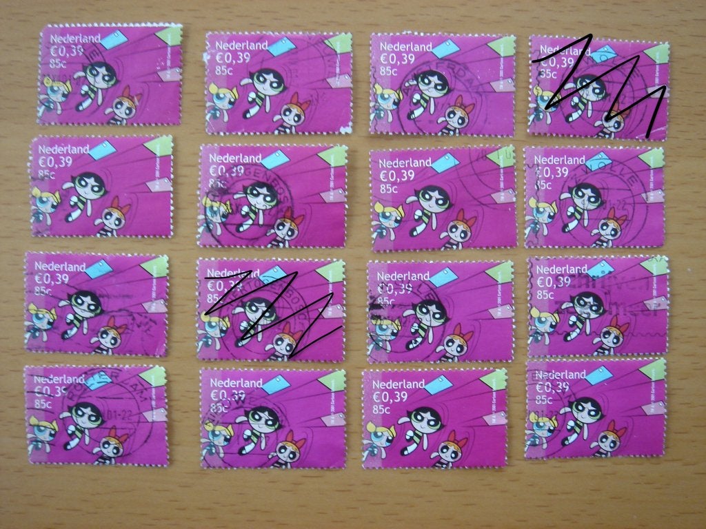 2001 Cartoons NVPH 1998 - 14x The Powerpuff Girls , Postzegels en Munten, Ophalen of Verzenden, Na 1940, Gestempeld