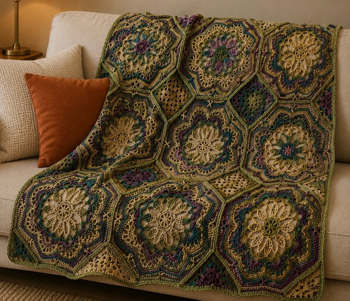 Persian Tiles blanket, Woondeken, Handgemaakt, Acryl, Nieuw
