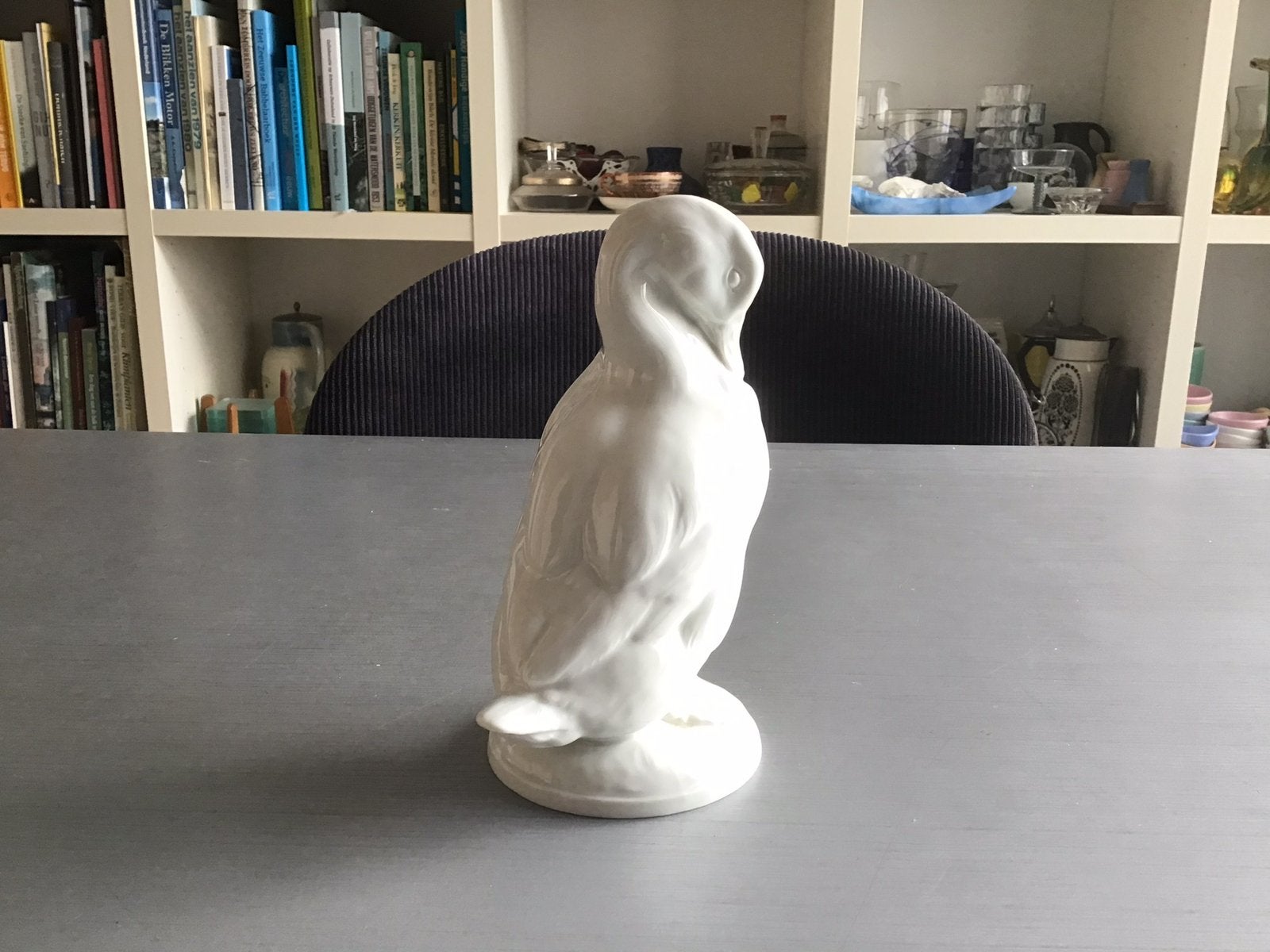 Meissen weiss beeldje porselein Eend Erich Oehme 1949, Ophalen of Verzenden, Zo goed als nieuw, Dier