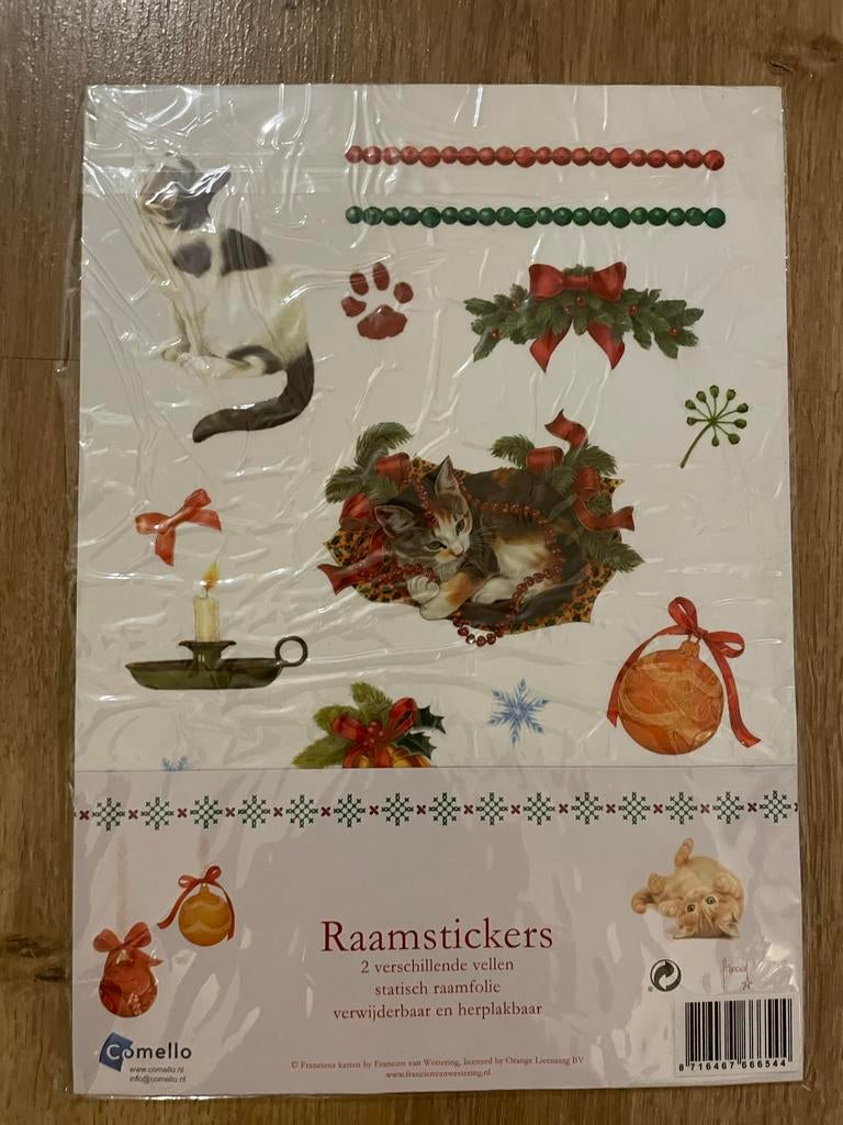 Franciens katten raamstickers kerst kat poes ‍, Ophalen of Verzenden, Zo goed als nieuw, Hond of Kat, Beeldje of Figuurtje