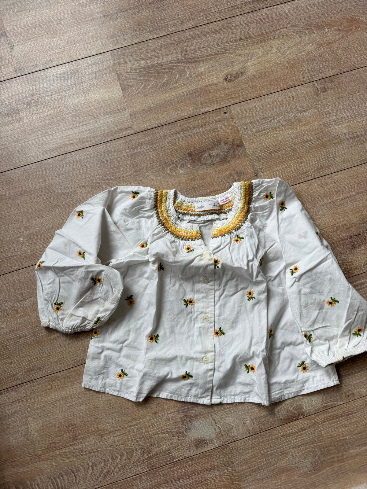 Zara blouse met bloemenborduursel maat 110, Ophalen of Verzenden, Zo goed als nieuw, Meisje, Overhemd of Blouse