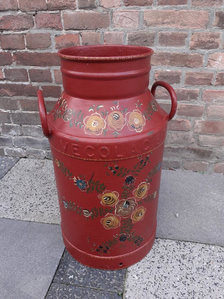 Met hand beschilderde originele oude melkbussen +dienblad, Ophalen of Verzenden