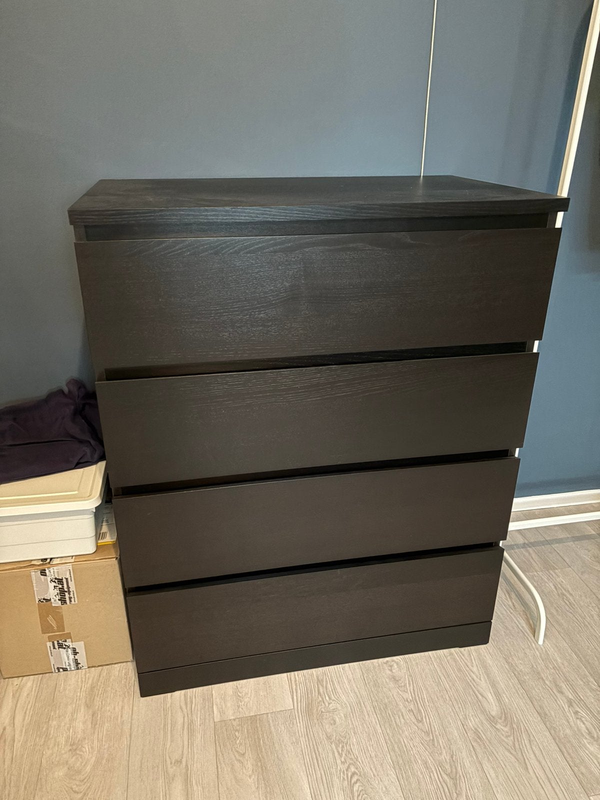 Malm ladekast zwart, Ophalen, 50 tot 100 cm, Zo goed als nieuw, 3 of 4 laden