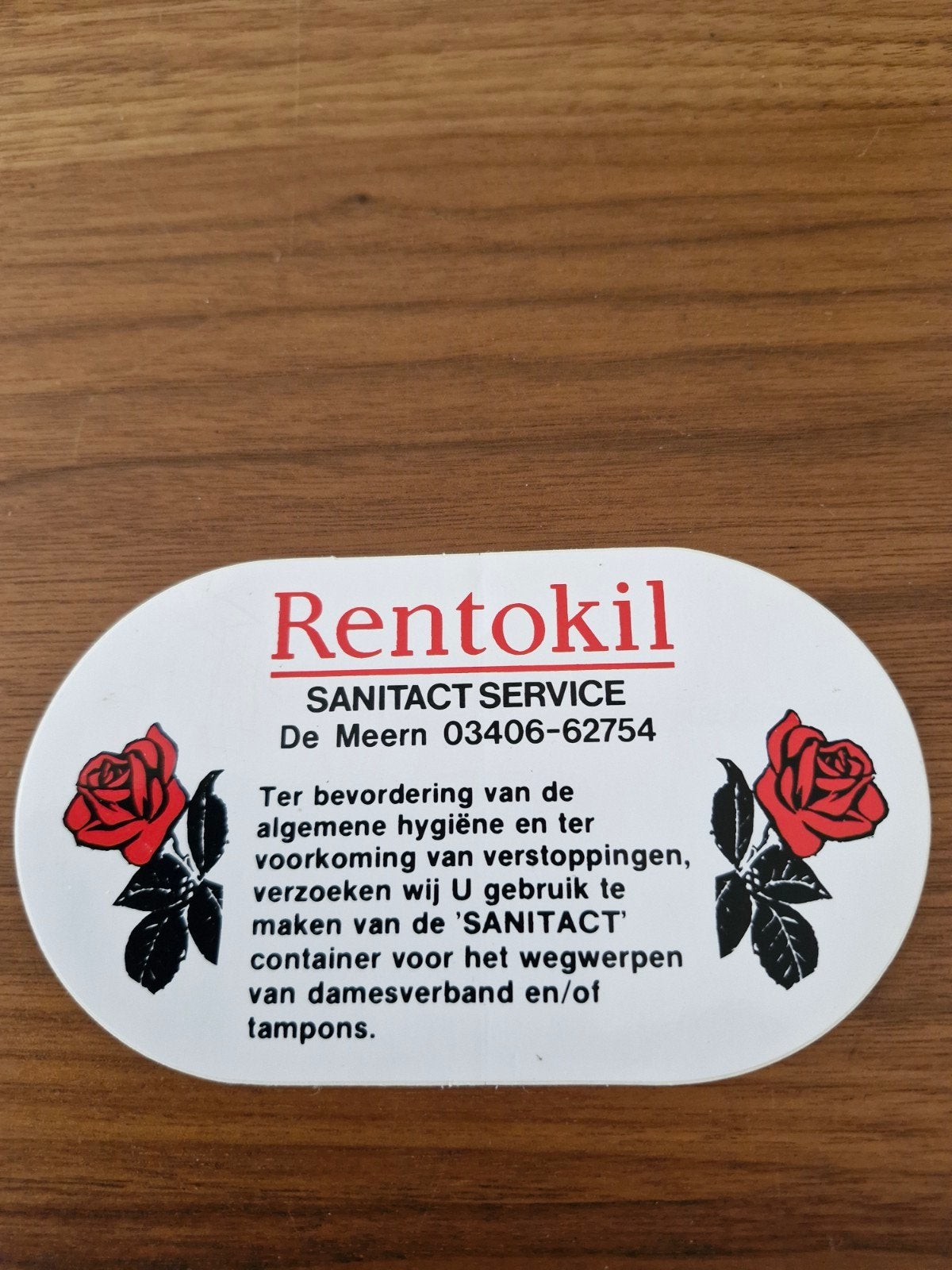 10538 Rentokil Sanitact Service Sticker - Hygiëne Toilet, Ophalen of Verzenden, Zo goed als nieuw, Bedrijf of Vereniging