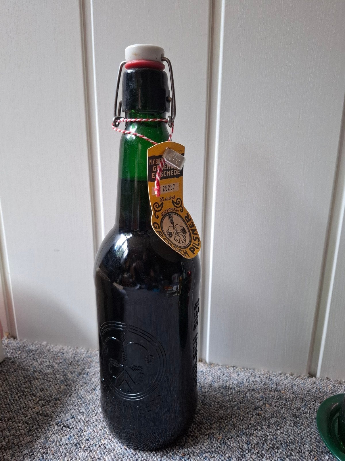 Grolsch grote unieke beugelfles, Ophalen of Verzenden, Zo goed als nieuw, Glas of Glazen, Grolsch