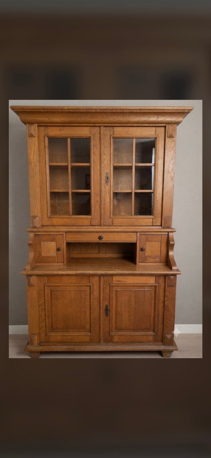te koop Antieke Eikenhouten Vitrinekast / Boekenkast, Ophalen