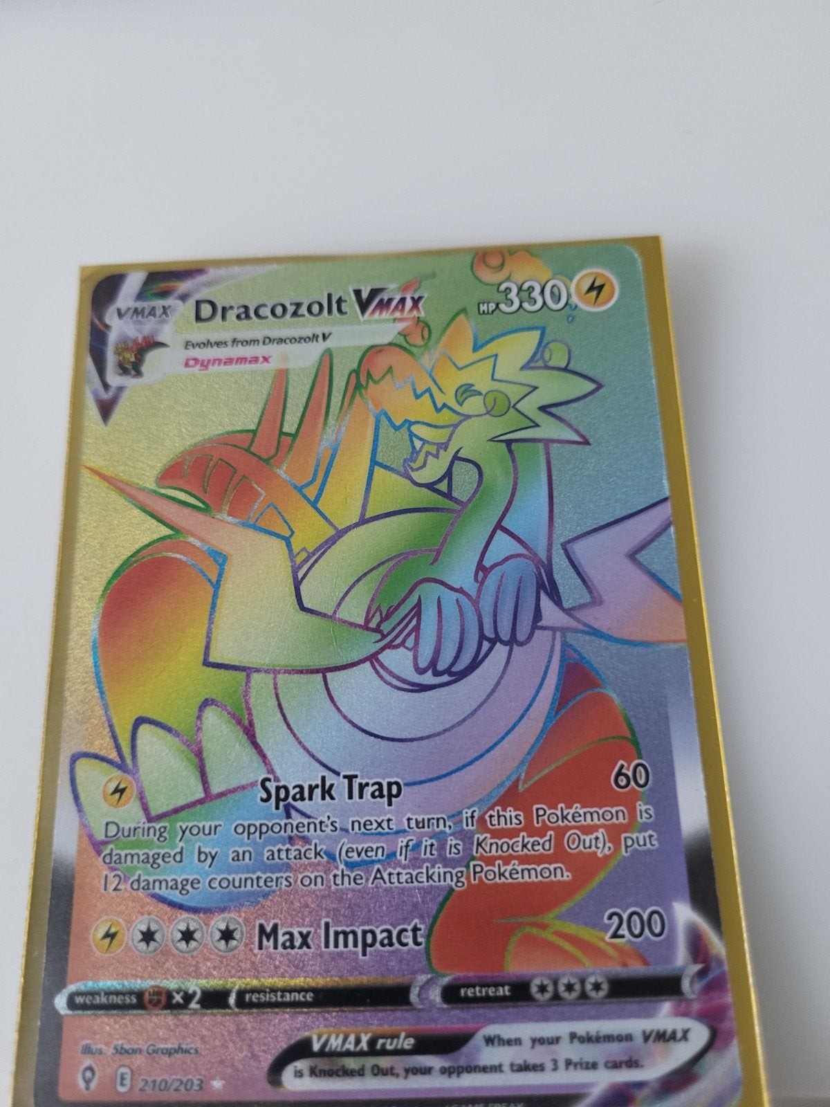 Dracozolt VMAX Rainbow Rare Pokémon Kaart (210/203), Ophalen of Verzenden, Zo goed als nieuw, Losse kaart, Foil