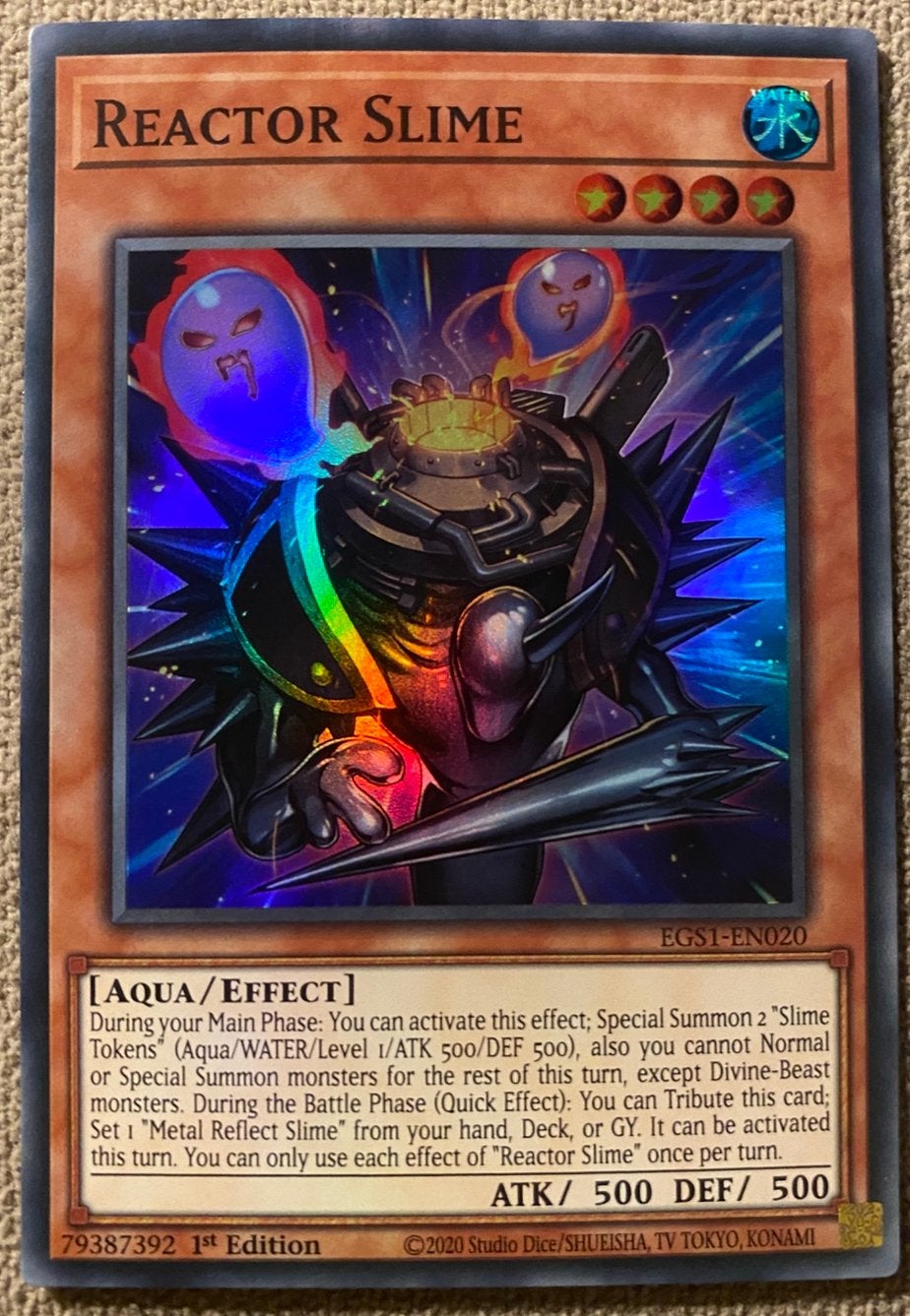 Yu-Gi-Oh! Reactor Slime EGS1 1st Edition !, Ophalen of Verzenden, Zo goed als nieuw, Losse kaart, Foil