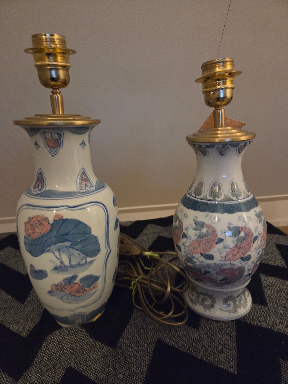 Set van 2 Chinese porseleinen tafellampen, Antiek en Kunst, Ophalen of Verzenden