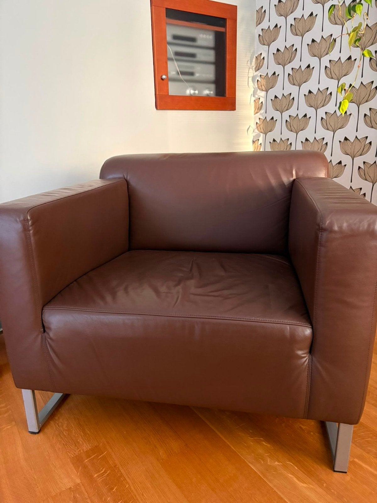Fauteuil bruin leer, merk Machalke., Huis en Inrichting, Ophalen, Zo goed als nieuw, 50 tot 75 cm, Leer