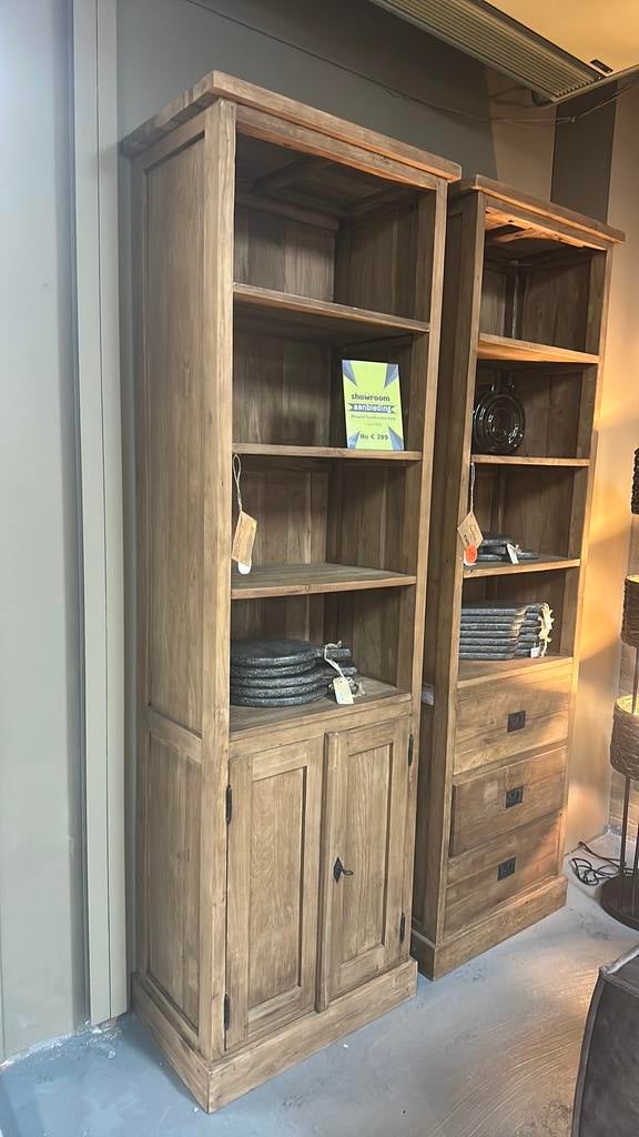 Massieve teak kasten nu van 1499 voor 299 ps, Ophalen, Met deur(en), 200 cm of meer, Teakhout