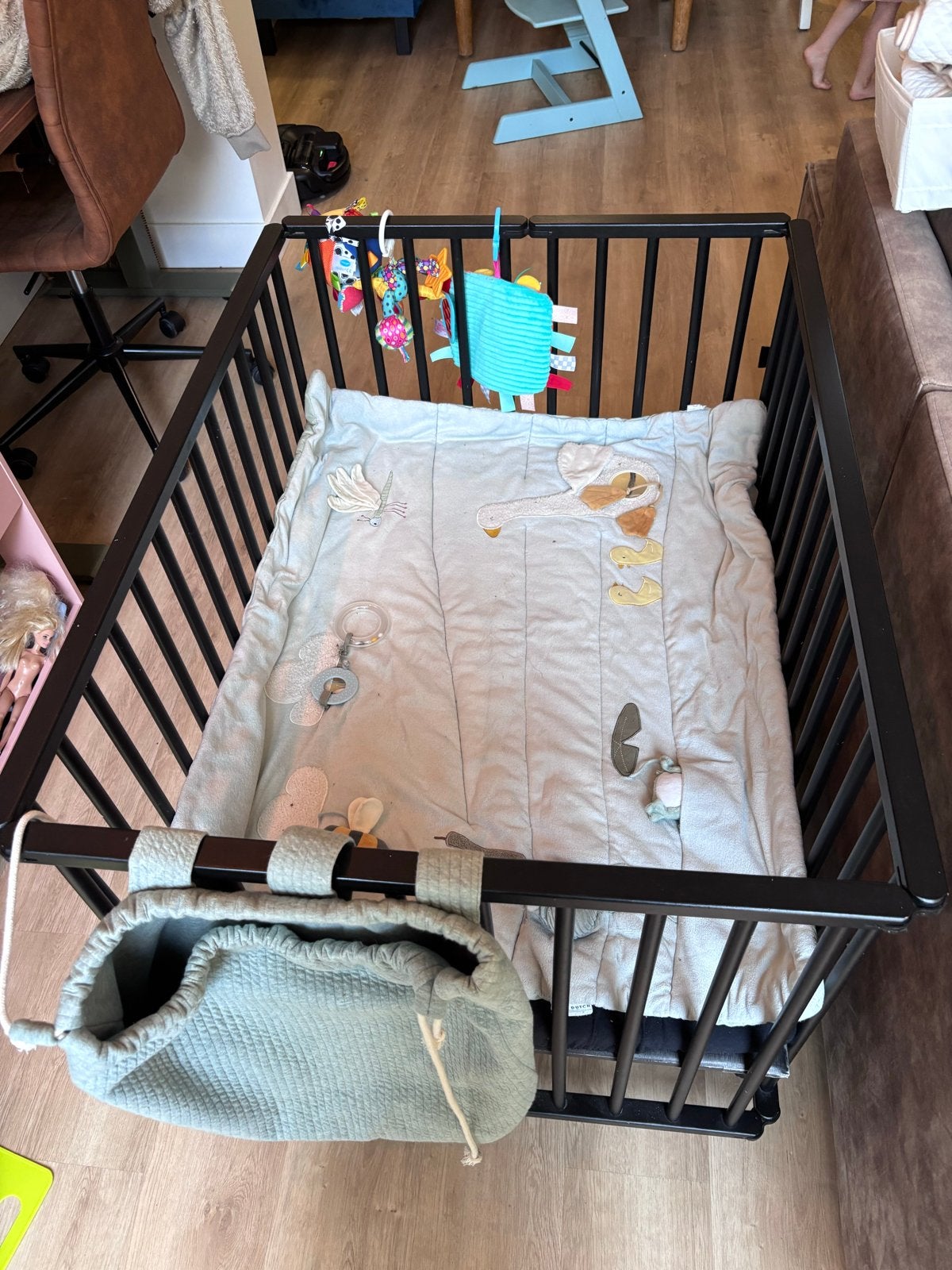 Petite Amélie opvouwbare box op wieltjes met accessoires, Ophalen, Gebruikt, Vierkant, In hoogte verstelbaar