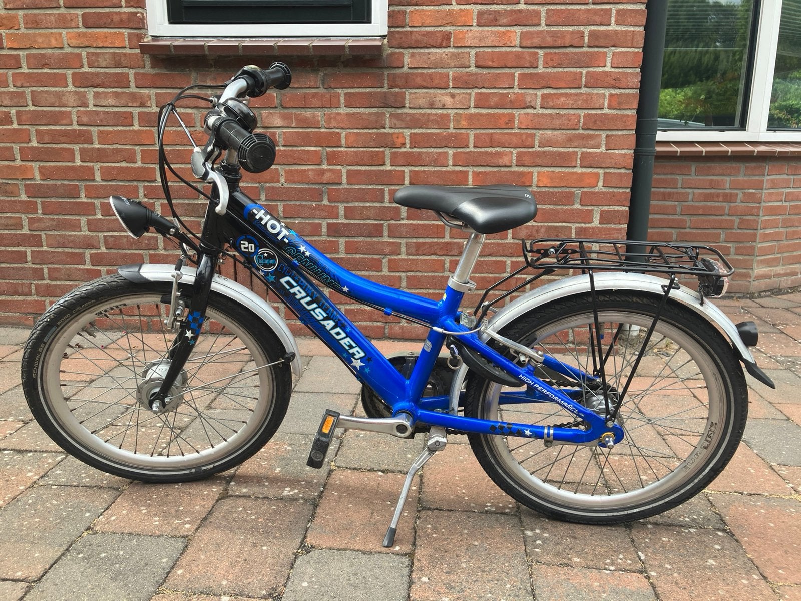Stoere blauwe jongensfiets, 20 inch, met versnellingen, Fietsen en Brommers, Ophalen, Gebruikt, Velgrem, Versnellingen