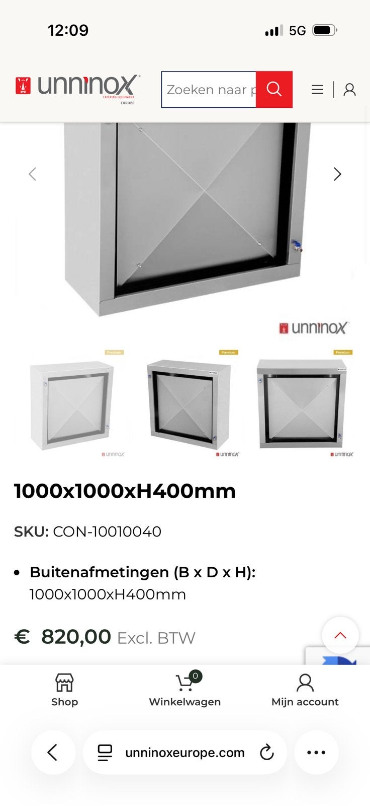 Unninox condensatiekap. Nieuw., Zakelijke goederen, Horeca | Keukenapparatuur, Ophalen of Verzenden