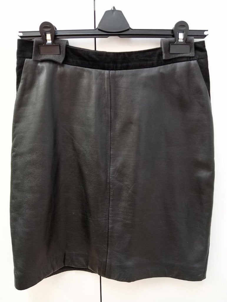 MANGO echt leren rok zwart - maat 38/M - z.g.a.n., Maat 38/40 (M), Mango, Verzenden, Zwart