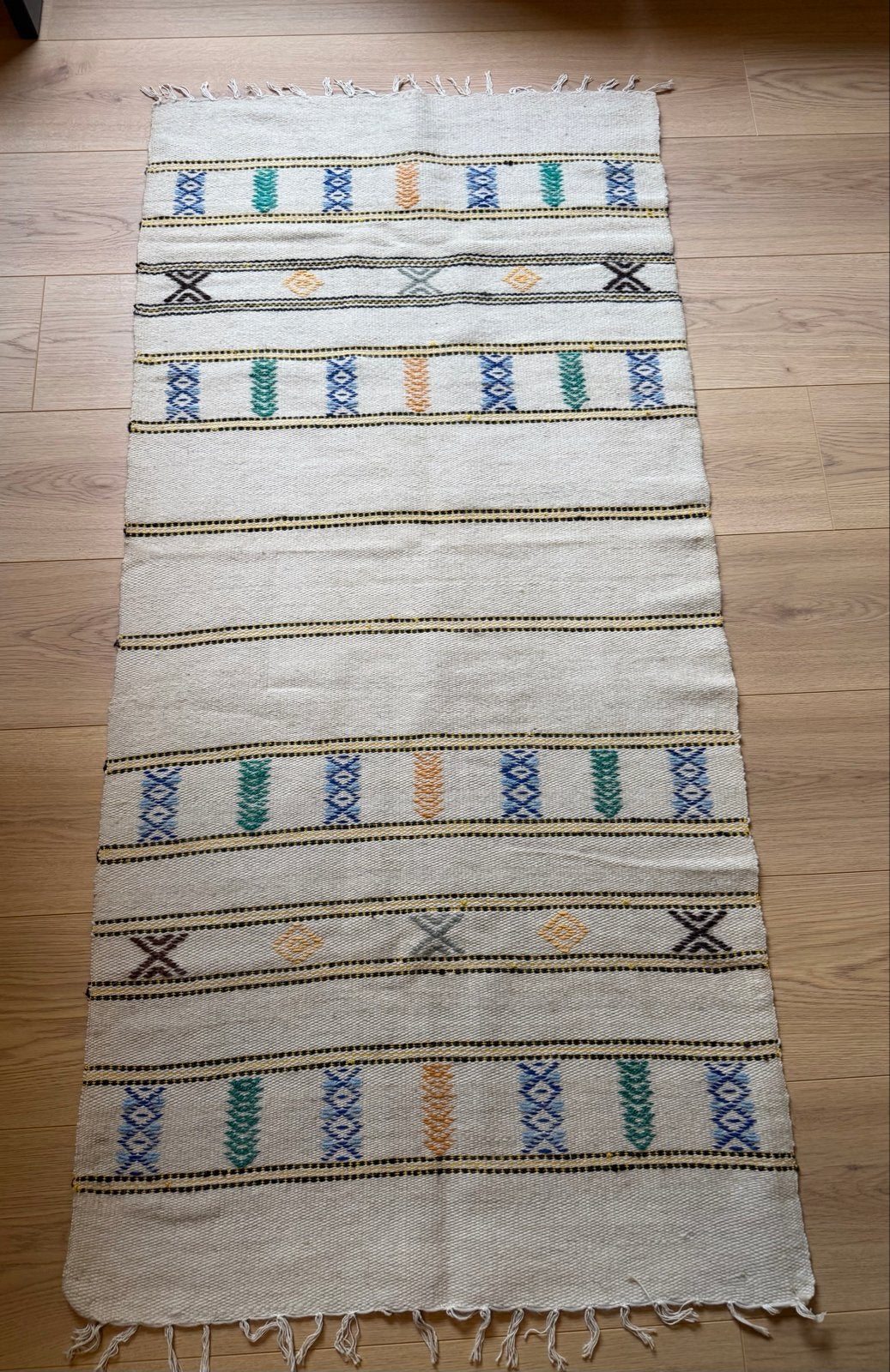 Vintage Turkse Kilim Loper (Cicim) - Handgeweven Wol, Huis en Inrichting, Gebruikt, 100 tot 150 cm, Beige, Vintage Turks