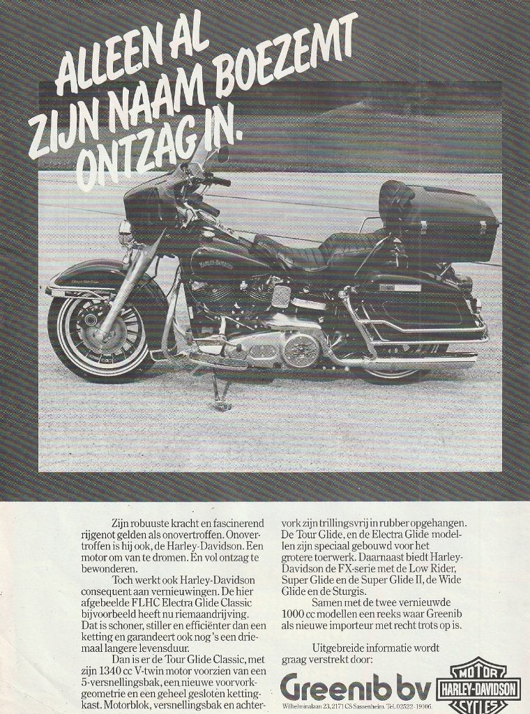 retro reclame 1982 Harley Davidson FLHC motor, Verzamelen, Retro, Overige typen, Verzenden