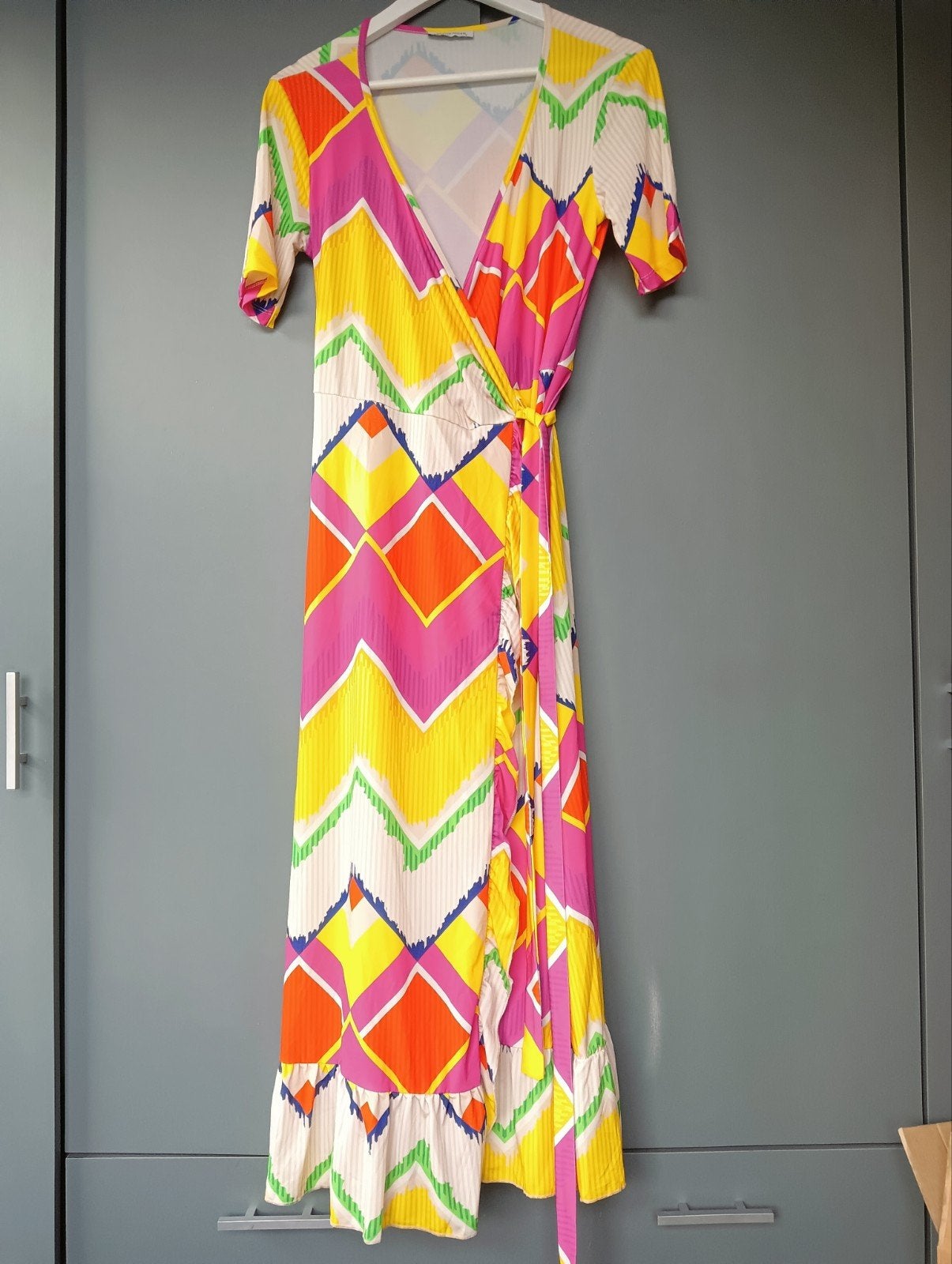 Vrolijke kleurrijke wikkeljurk mt S van Angelle Milan, Kleding | Dames, Angelle Milan, Meerkleurig, Nieuw, Ophalen of Verzenden