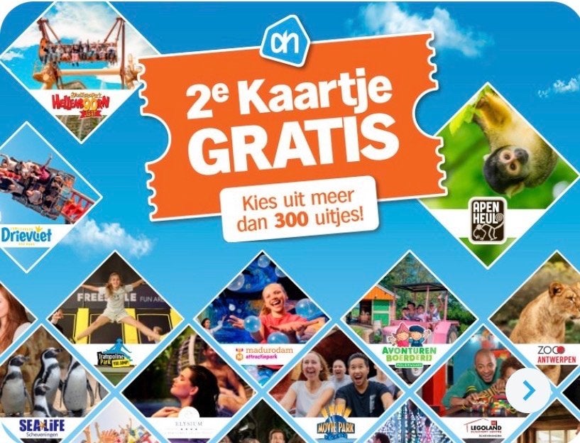 AH spaaractie 2e kaartje gratis, Twee personen, Kortingsbon