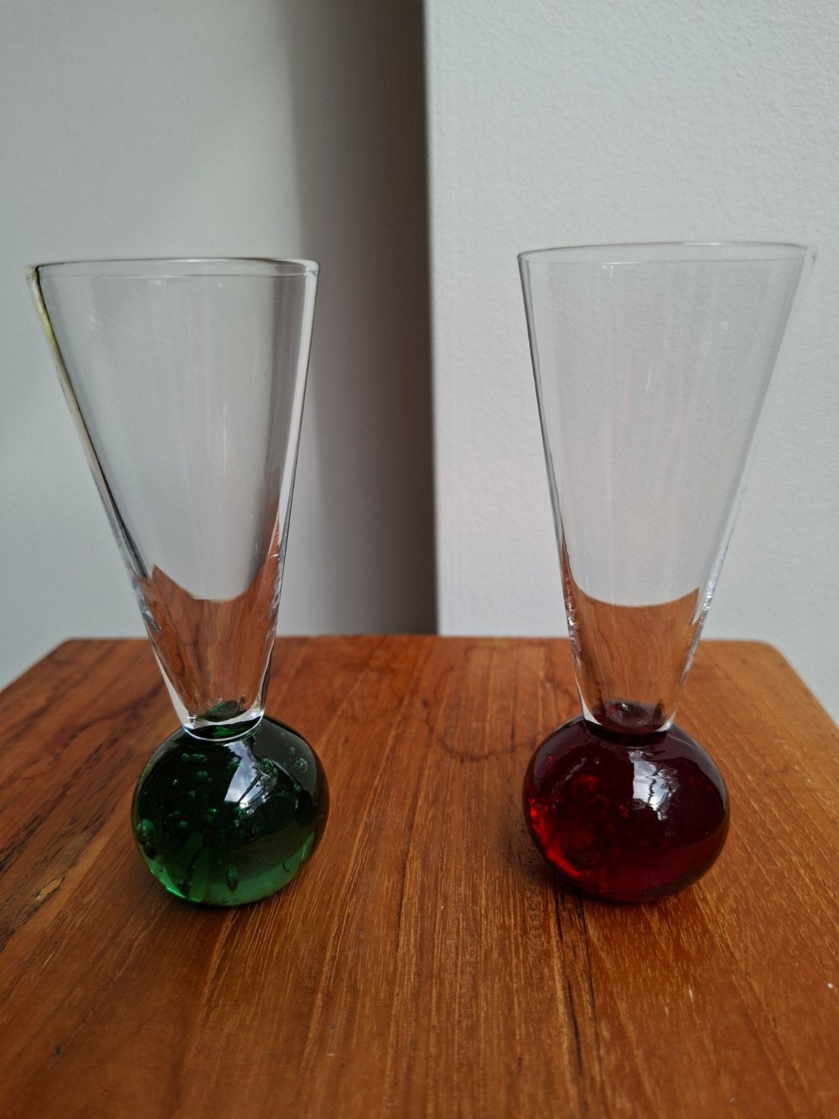 vintage conische art-glas borrelglaasjes, Ophalen of Verzenden