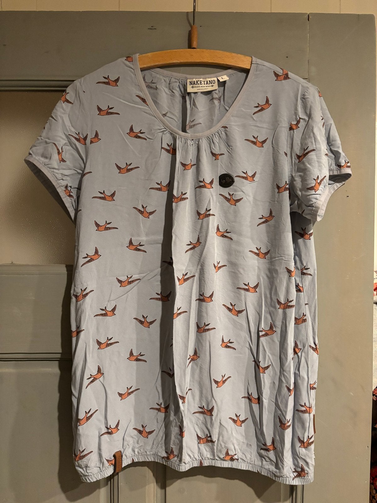 Naketano blouse met zwaluwprint - Maat L, Blauw, Maat 42/44 (L), Ophalen of Verzenden, Zo goed als nieuw