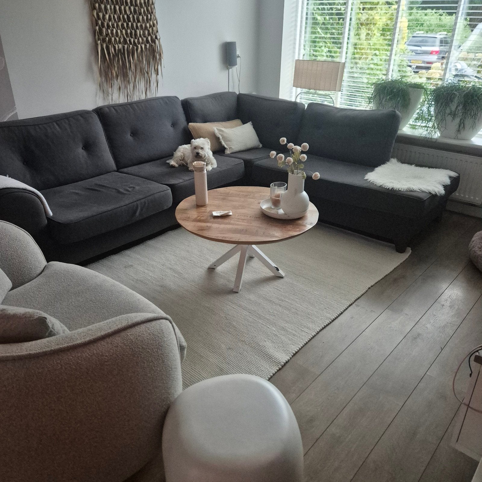 mangohouten salontafel, Ophalen, 50 tot 100 cm, Rond, 50 tot 100 cm