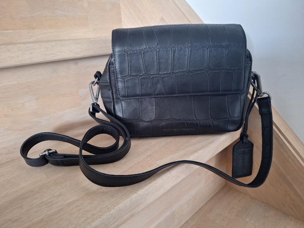 Cowboysbag Schoudertas Zwart Croco Leer, Sieraden, Tassen en Uiterlijk, Tassen | Damestassen, Verzenden, Zo goed als nieuw, Zwart