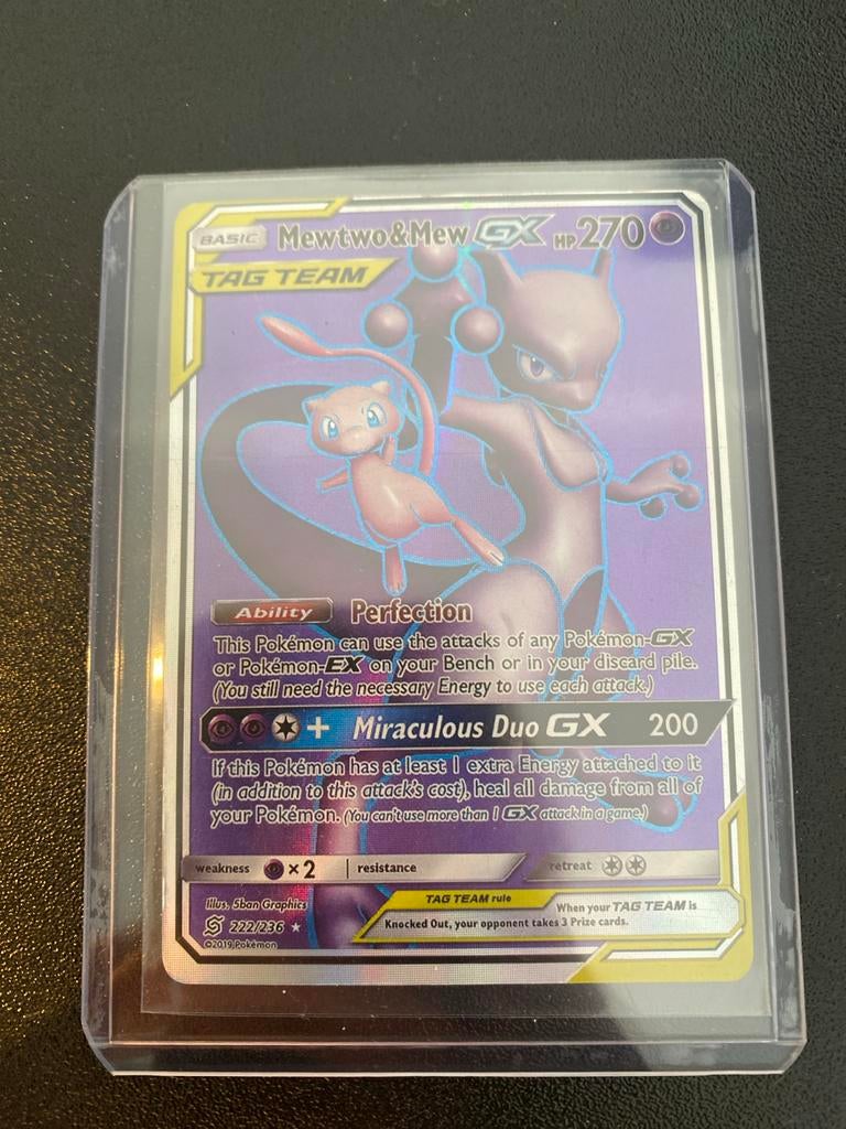 Mewtwo & Mew GX #222 Tag Team, Verzenden, Zo goed als nieuw, Losse kaart, Foil