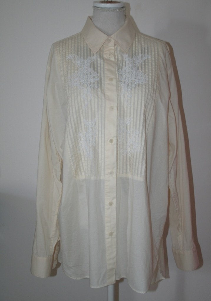 Zara katoen blouse kleur creme mt 42 L, Verzenden, Maat 42/44 (L), Zo goed als nieuw, Wit