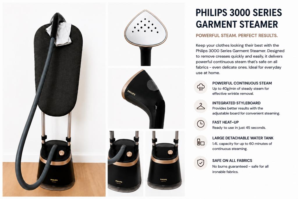 Philips 3000 Garment steamer, Witgoed en Apparatuur, Stoomapparaten, Ophalen of Verzenden, Zo goed als nieuw, Kledingstomer