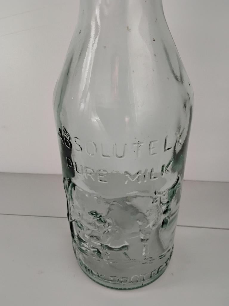 Antieke Melkfles "Absolutely Pure Milk" - Vintage Glas, Ophalen of Verzenden