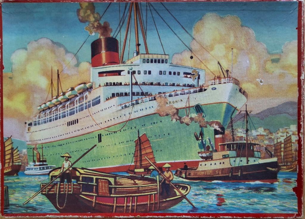 Vier oude puzzels in een doos. Compleet. Jaren '50., Ophalen of Verzenden, Minder dan 500 stukjes, Zo goed als nieuw, Legpuzzel