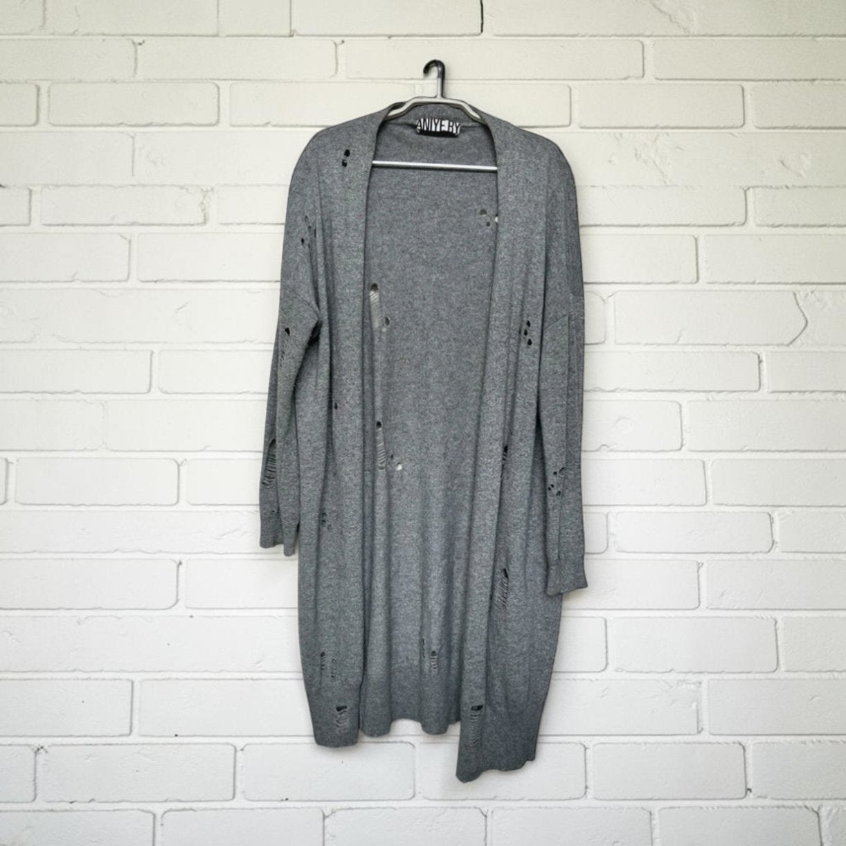 Aniye By Vest Mt M Grijs Gebreid Ripped Kasjmier Angora Wol, Maat 38/40 (M), Ab, Verzenden, Zo goed als nieuw