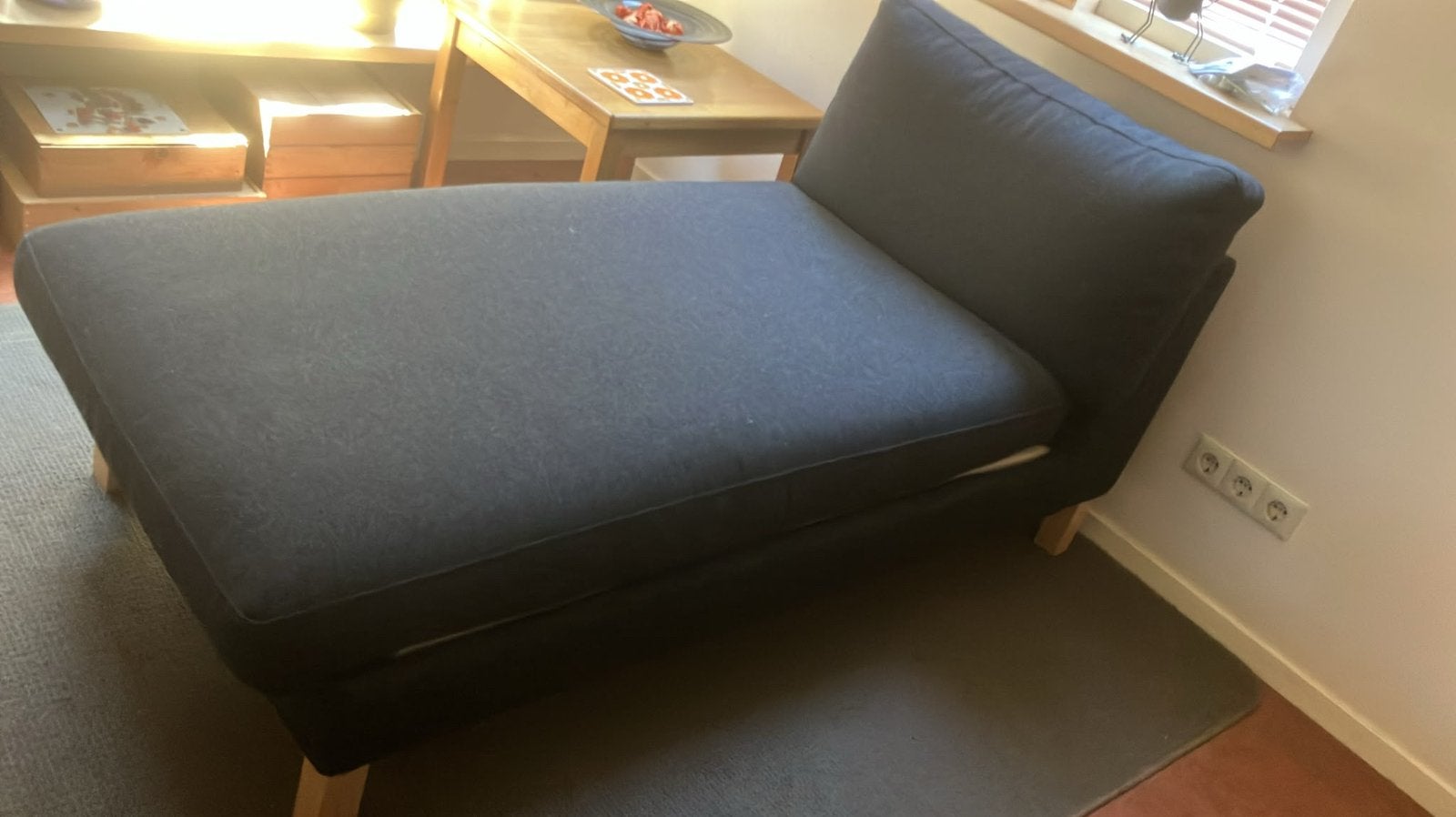 Chaise Longue ikea donkergrijs, Eenpersoons, Zo goed als nieuw, Grijs, 140 cm